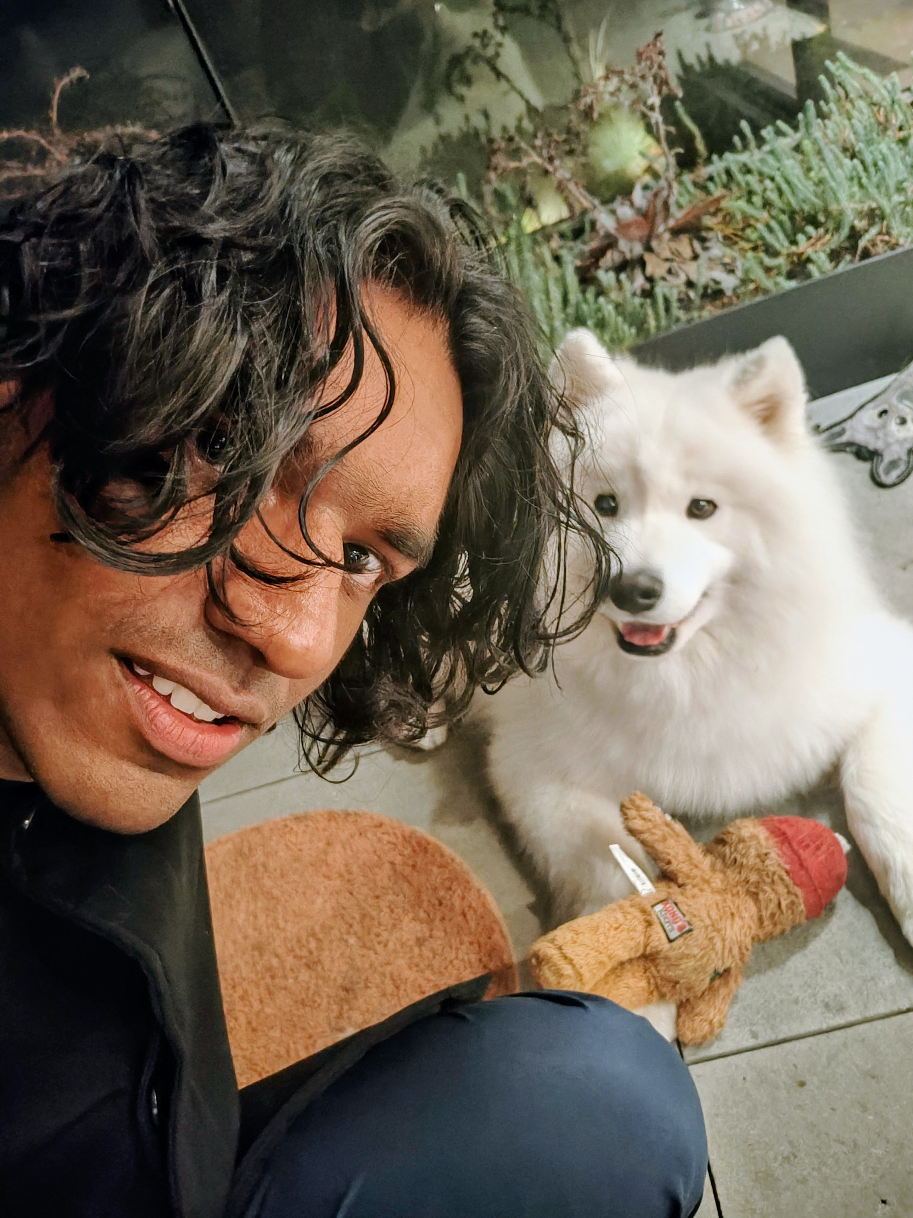 Dog walker with a happy golden retriever in Palo Alto